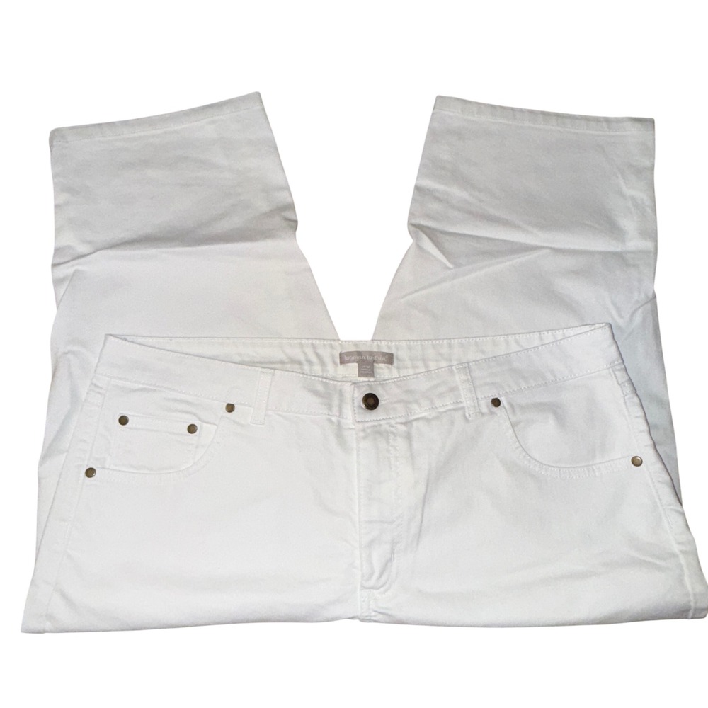 Woman Within Denim Capris 20W White Cropped Straight Leg Five Pocket Casual